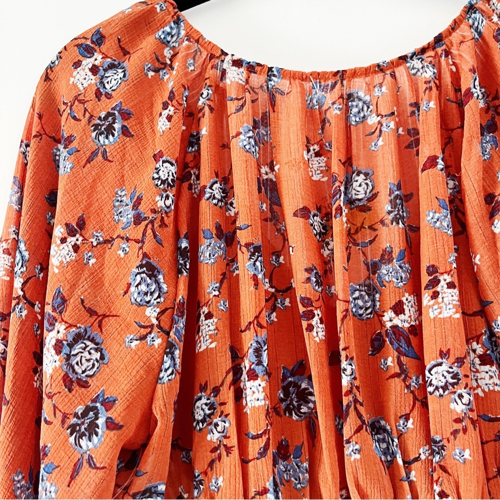 NWOT Free People New Final Rose Long Sleeve Blouse - Rust Combo XS - Picture 9 of 12